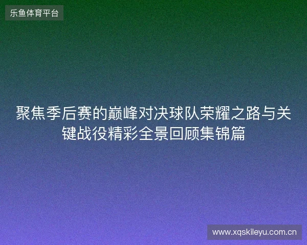 聚焦季后赛的巅峰对决球队荣耀之路与关键战役精彩全景回顾集锦篇