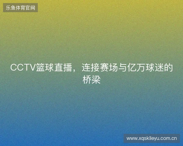 CCTV篮球直播，连接赛场与亿万球迷的桥梁